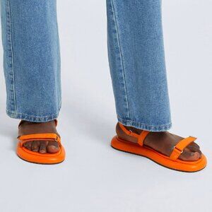 8 BY YOOX Genuine Leather / Grosgrain Advantage Sandals in Orange - Size 10